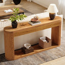 Axyaa Fluted Wood Console Table, 63" Narrow Sofa Entryway Hallway Foyer Behind Couch