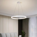 Nordic Circle Aluminum Chandelier Luminous Cream Style for Living Room Bedroom by Axyaa