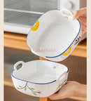 Axyaa 7-Inch Baking Bowl Double Ear Tableware Microwave Oven Rice Salad Tray