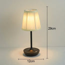 Axyaa LED Table Lamp: Simple Chinese Style, Dimmable, USB Rechargeable, Fabric Lampshade
