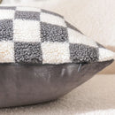 Axyaa Grey Checkerboard Faux Fur Wool Pillow Case 45x45cm