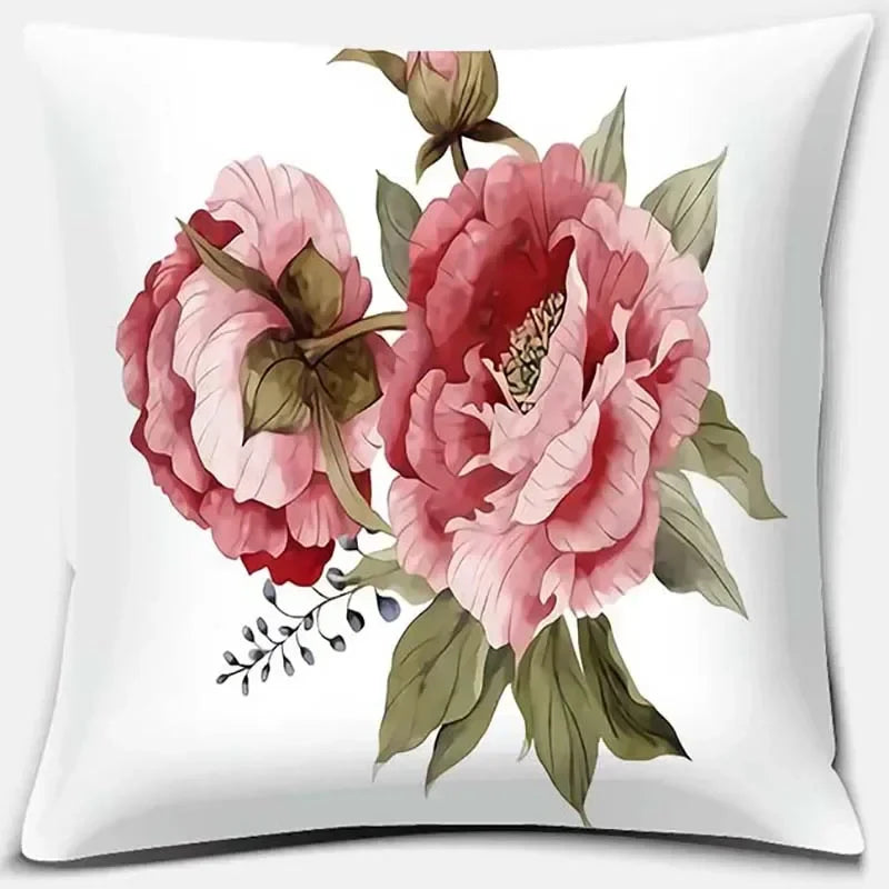 Pink Flower Pattern Cushion Cover by Axyaa - 45x45cm Decorative Pillowcase