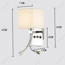 Axyaa LED Fabric Lampshade Wall Light with USB Charging Port & Adjustable Angle