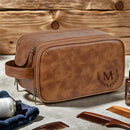 Axyaa Men's Vintage Style PU Leather Toiletry Bag With Hanging Hook