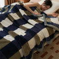 Axyaa King Size Plaid Coral Fleece Blanket Set for Autumn Winter Luxe Comfort