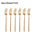 Axyaa 21-Piece Gold Stainless Steel Cutlery Set - Elegant Western Dinnerware