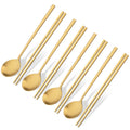 Axyaa 8-Piece Stainless Steel Cutlery Set with Korean Chopsticks, Spoons & Sushi Sticks