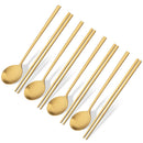 Axyaa 8-Piece Stainless Steel Cutlery Set with Korean Chopsticks, Spoons & Sushi Sticks