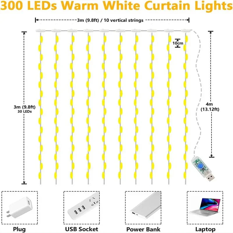 Axyaa Festive LED String Lights with 8 Modes & Remote Control