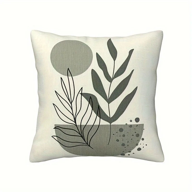 Axyaa Geometric Leaf Pattern Pillowcase: Minimalist Bohemian Decor, Soft and Stylish Sofa Cushion Cover