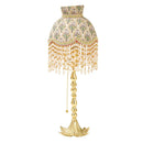 Axyaa Retro Brass Table Lamp with LED, Tassel Detail, and Fabric Lampshade for Home Decor