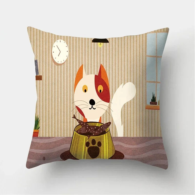 Cat Pattern Cushion Cover for Axyaa Brand Decorative Throw Pillow.