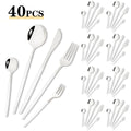 Axyaa Black Gold Stainless Steel Cutlery Set - 40pcs Flatware Dinnerware