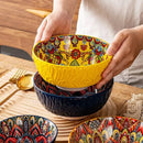 Axyaa Bohemian Ceramic Bowls - Versatile for Cereals, Soups, Pasta, and Salads