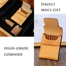 Axya Retro Cowhide Wooden Cigarette Case, High-Grade, Ultra-Thin, Men's Gift