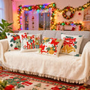 Axyaa Christmas Holiday Decor Embroidery Pillowcase - Festive Living Room Sofa Cushion Cover