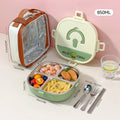 Axyaa 304 Stainless Steel Divided Lunch Box with Cutlery & Leakproof Design