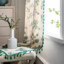 Axya Green Pine Nut Cotton & Linen Kitchen Curtains for Bedroom