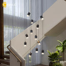Axyaa Industrial Spiral Staircase Chandelier Pendant Light for Loft Duplex Double-Height Ceiling