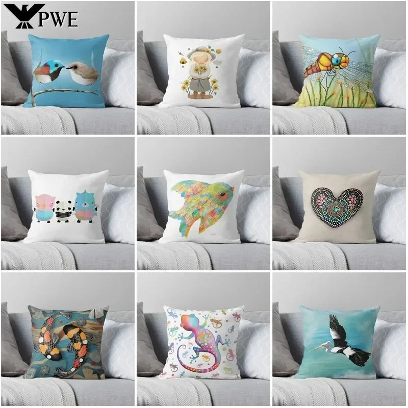 Cute Animal Print Pillowcase by Axyaa for Bedroom & Living Room