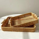 Axyaa Living Room Tray Fruit Basket Bread Plate Snack Basket Woven Wedding Plate
