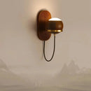 Axyaa Walnut Wood Sphere Wall Sconce Light, Modern Minimalist Style for Bedroom, Living Room