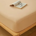 Axyaa Cotton Fitted Sheet with Elastic Bands for Double King Queen Bed, Non-Slip Solid Color