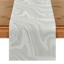 Pink Champagne Gold Textured Table Runner by Axyaa: Elegant Grey Marble Design for Stylish Tables