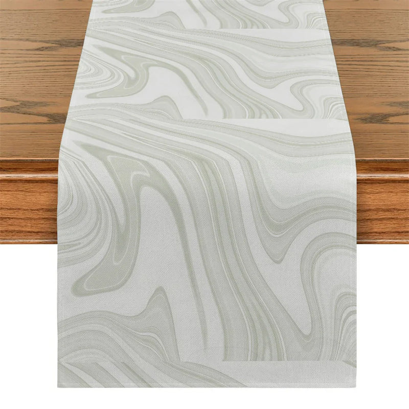 Pink Champagne Gold Textured Table Runner by Axyaa: Elegant Grey Marble Design for Stylish Tables