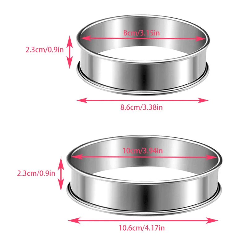 Axyaa Stainless Steel Muffin Rings - Non Stick Cake Cookie Mold