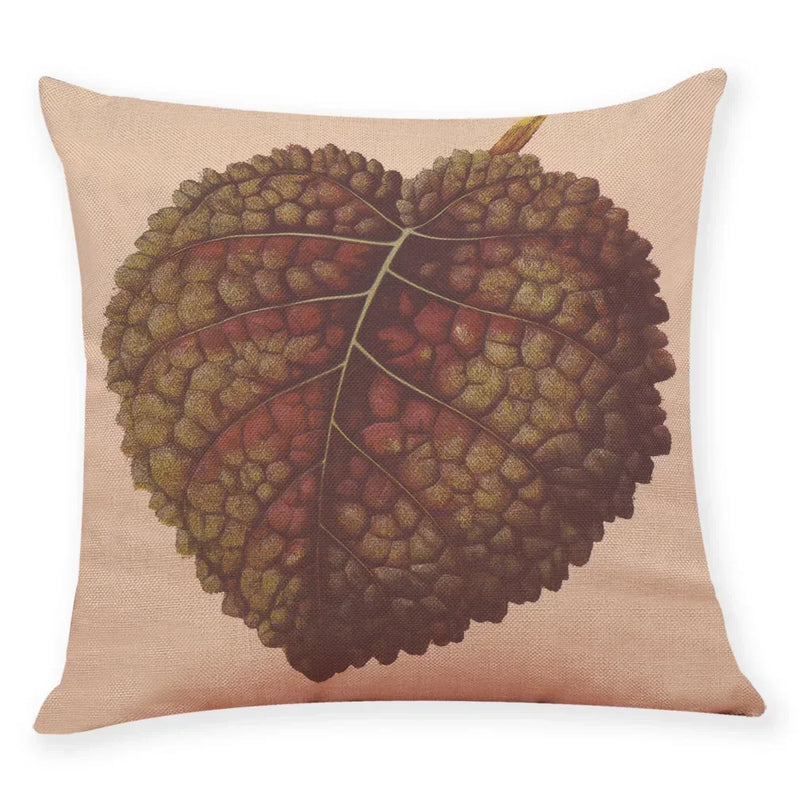 Axyaa Big Leaf Pattern Linen Pillowcase 45x45cm for Car Sofa Home Décor