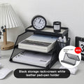 Axyaa Desk Organization Set: Tray, Pen Holder, Storage, Leather Pad, Metal Organizer