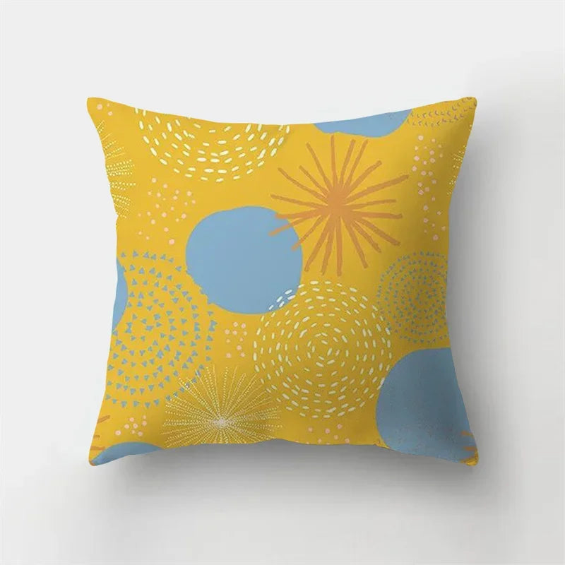 Blue Elk Geometric Pillow Case Cover by Axyaa - Fresh Animal Print Home Decoration