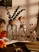 Rustic Glass Vase with Hemp Rope - Axyaa Boho Home Decor Bottle