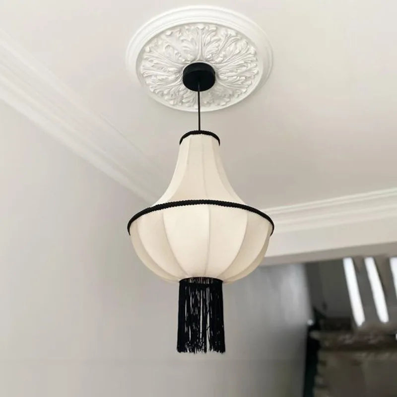 Axya Cream Style Chandelier Fabric Pendant Lamp