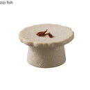 Axyaa Ceramic High Foot Dessert Plate Set: Unique Restaurant Dim Sum Tableware