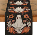 Axyaa Cute Ghost Chrysanthemum Table Runner - Halloween Party Decor and Dresser Table Accent