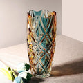 Axyaa Jade Gold Crystal Glass Vase for Living Room Flower Arrangement