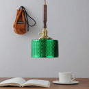 Axyaa Green Glass LED Pendent Lamps Walnut Copper Chandelier