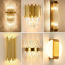 Axyaa Crystal Wall Lamp: Golden Modern Indoor LED Sconce for Bedroom, Living Room, Bathroom