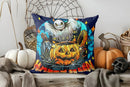 Axyaa Halloween Ghosts, Pumpkins & Bow Pillow Cover - Sofa, Bedroom, Car - Patterned Cushion Cover