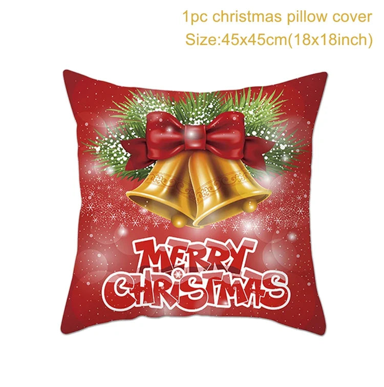 Axyaa Christmas Cushion Cover 2022: Merry Decorations, Navidad, Noel, Xmas Gifts, Happy New Year 2023