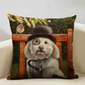 Axyaa Bullfighting Dog Cushion Cover - 45x45cm Linen Pillowcase for Home Decor