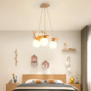 Axyaa Wood Airplane Chandelier LED Suspension Light for Boy Bedroom
