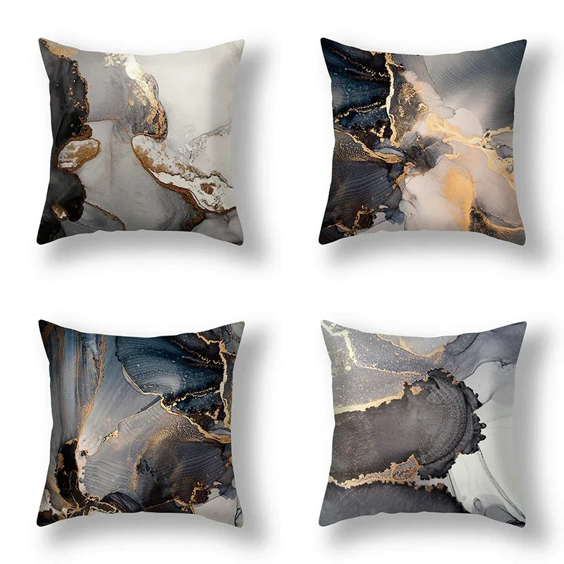 Axyaa Marble Pattern Cushion Cover Set for Home Decor