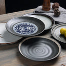Axyaa 8-Inch Ceramic Plate, Retro Handmade Underglaze Color Tableware for Snacks and Sushi