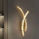Axyaa Gold Crystal Wall Light: Luxe Stainless Steel Sconce for Home Decor