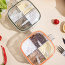 Axyaa Multi-grid Seasoning Box with Spoons, Sealed Lid, Transparent Spice Jar, Moisture-proof Container