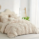 Axyaa Beige 3D Flower Queen Size Duvet Cover Set – Soft Bohemian Bedding
