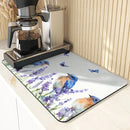 Axyaa Summer Kitchen Draining Mat: Super Absorbent Coffee Dish Drying Pad